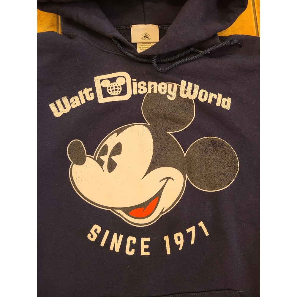 Official Disney Parks Walt Disney‎ World Mickey Hoodie Navy Blue Size Large